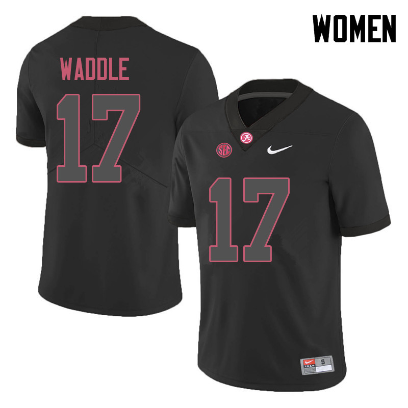 Women #17 Jaylen Waddle Alabama Crimson Tide College Football Jerseys Sale-Black